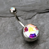 Detail View 2 of The Giant Sparkle Gem Ball Belly Button Ring-Aurora Borealis