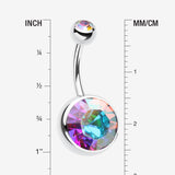 Detail View 1 of The Giant Sparkle Gem Ball Belly Button Ring-Aurora Borealis