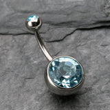 Detail View 2 of The Giant Sparkle Gem Ball Belly Button Ring-Aqua