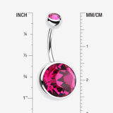 Detail View 1 of The Giant Sparkle Gem Ball Belly Button Ring-Fuchsia