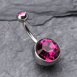 Detail View 2 of The Giant Sparkle Gem Ball Belly Button Ring-Fuchsia