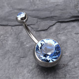 Detail View 2 of The Giant Sparkle Gem Ball Belly Button Ring-Light Blue