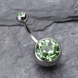 Detail View 2 of The Giant Sparkle Gem Ball Belly Button Ring-Light Green