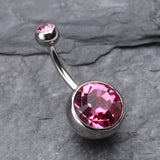 Detail View 2 of The Giant Sparkle Gem Ball Belly Button Ring-Pink