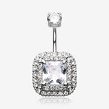 Princess Magnificent Sparkle Belly Button Ring-Clear Gem