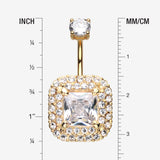 Detail View 1 of Golden Princess Magnificent Sparkle Belly Button Ring-Clear Gem