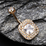 Detail View 2 of Golden Princess Magnificent Sparkle Belly Button Ring-Clear Gem