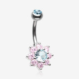 Glistening Spring Flower Sparkle Belly Button Ring