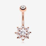 Rose Gold Spring Flower Sparkle Belly Button Ring