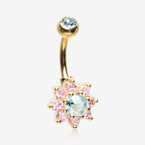 Golden Glistening Spring Flower Sparkle Belly Button Ring