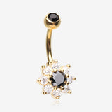 Golden Glistening Spring Flower Sparkle Belly Button Ring