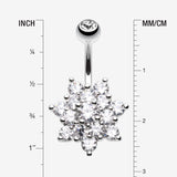 Detail View 1 of Grand Sparkle Spring Flower Belly Button Ring-Clear Gem