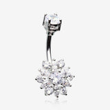 Brilliant Sunburst Floral Sparkle Belly Button Ring