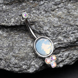 Detail View 2 of Victorian Opalite Sparkle Belly Button Ring-Aurora Borealis/White