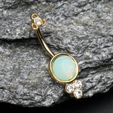 Detail View 2 of Golden Victorian Opalite Sparkle Belly Button Ring-Clear Gem/Pacific Opal