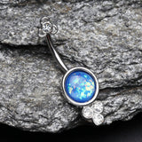 Detail View 2 of Victorian Opalescent Sparkle Belly Button Ring-Clear Gem/Blue