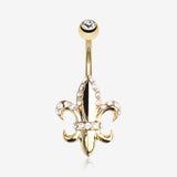 Golden Royal Fleur De Lis Belly Button Ring