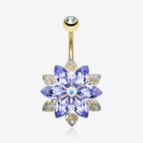 Golden Marquis Lotus Belly Button Ring