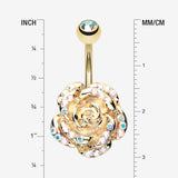 Detail View 1 of Golden Gleam Rose Belly Button Ring-Aurora Borealis
