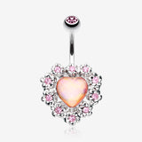 Sparkle Heart Flower Belly Button Ring