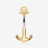 Golden Classic Anchor Dock Belly Button Ring