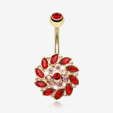 Golden Bera Sun Multi-Gem Belly Button Ring