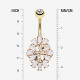 Detail View 1 of Golden Gilia Delight Flower Belly Button Ring-Clear Gem/White