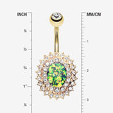 Detail View 1 of Golden Radiant Opal Sparkle Belly Button Ring-Clear Gem