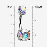 Detail View 1 of Aurora Sparkle Prong Set Belly Button Ring-Aurora Borealis