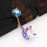 Detail View 2 of Colorline Brilliant Sparkle Gem Prong Set Belly Button Ring-Rainbow/Aurora Borealis