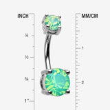 Detail View 1 of Opalite Sparkle Prong Set Belly Button Ring-Pacific Opal