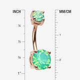Detail View 1 of Rose Gold Opalite Sparkle Prong Set Belly Button Ring-Pacific Opal