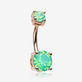 Rose Gold Opalite Sparkle Prong Set Belly Button Ring