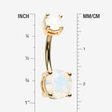 Detail View 1 of Golden Opalite Sparkle Prong Set Belly Button Ring-White