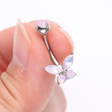 Detail View 3 of Pink Opalite Sparkle Butterfly Belly Button Ring