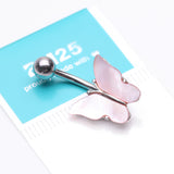 Detail View 3 of Iridescent Natural Shell Butterfly Belly Button Ring