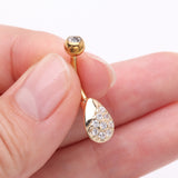 Detail View 3 of Golden Essence Sparkle Dew Droplet Belly Button Ring-Clear Gem