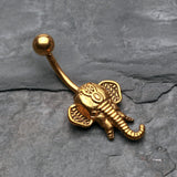 Detail View 2 of Golden Ganesha Elephant Belly Button Ring-Gold