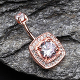 Detail View 2 of Rose Gold Grand Essentia Belly Button Ring-Clear Gem