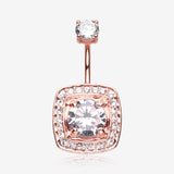 Rose Gold Grand Essentia Belly Button Ring-Clear Gem