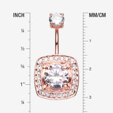 Detail View 1 of Rose Gold Grand Essentia Belly Button Ring-Clear Gem