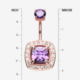 Detail View 1 of Rose Gold Sparkle Essentia Belly Button Ring-Purple/Clear