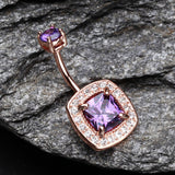 Detail View 2 of Rose Gold Sparkle Essentia Belly Button Ring-Purple/Clear