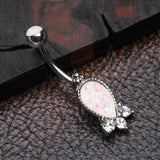 Detail View 2 of Victorian Adorn Opalescent Sparkle Belly Button Ring-White/Clear