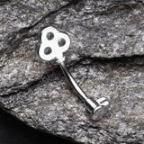 Detail View 2 of Dainty Princess Key Belly Button Ring-Steel