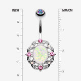 Detail View 1 of Grand Florid Opal Sparkle Belly Button Ring-Aurora Borealis/Pink