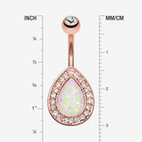 Detail View 1 of Rose Gold Opal Avice Belly Button Ring-Clear Gem