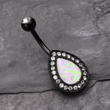 Detail View 2 of Colorline Opal Avice Belly Button Ring-Black/Clear