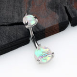 Detail View 2 of Prong Set Iridescent Unicorn Revo Belly Button Ring-White