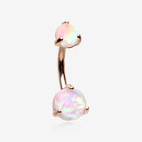 Rose Gold Prong Set Iridescent Unicorn Revo Belly Button Ring